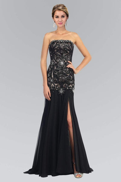 Elizabeth K - GL1147 Bejeweled Strapless Trumpet Gown Special Occasion Dress XS / Black