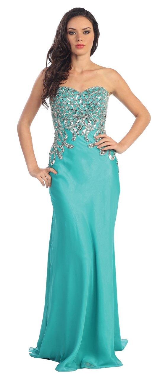 Elizabeth K - GL1148 Bead Embellished Sweetheart A-Line Dress Special Occasion Dress XS / Jade