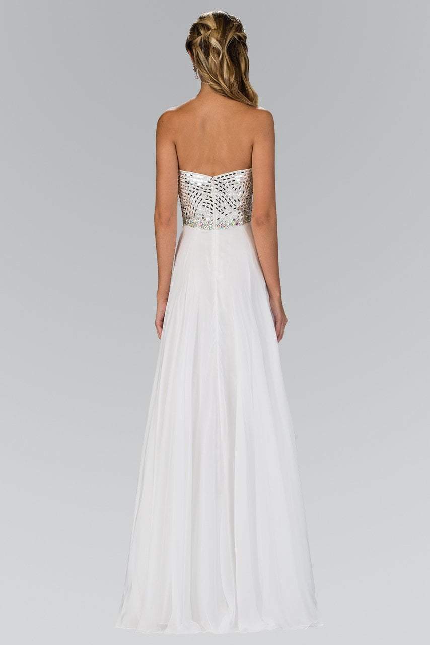 Elizabeth K - GL1149 Jeweled Strapless Chiffon A-Line Gown Special Occasion Dress