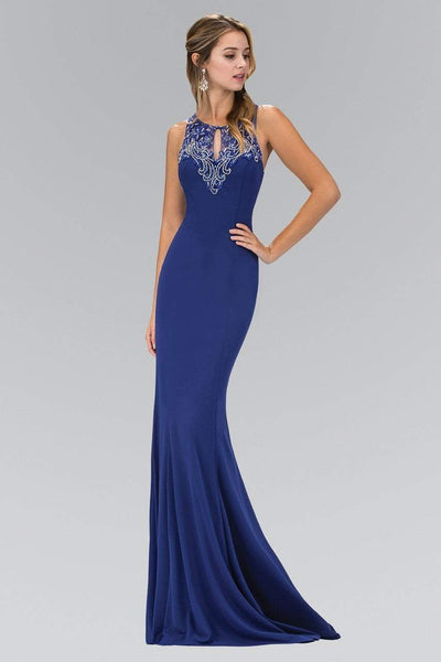 Elizabeth K - GL1315 Keyhole Illusion Sheath Gown Special Occasion Dress XS / Royal Blue