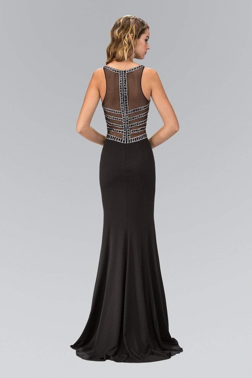 Elizabeth K - GL1359 V-Neck Jersey Sheath Gown with Slit Special Occasion Dress