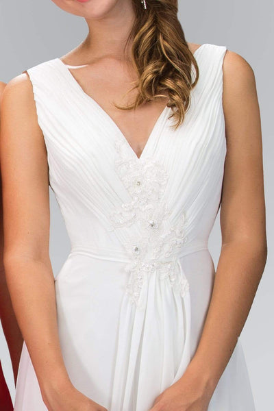 Elizabeth K - GL1378 Applique V-Neck Chiffon A-Line Gown Bridesmaid Dresses