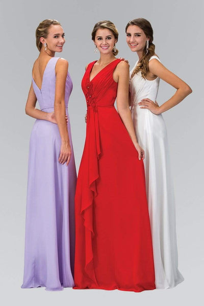 Elizabeth K - GL1378 Applique V-Neck Chiffon A-Line Gown Bridesmaid Dresses
