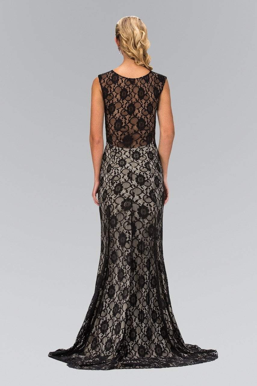 Elizabeth K - GL1396 Long Contrast Lace Sheath Gown Special Occasion Dress