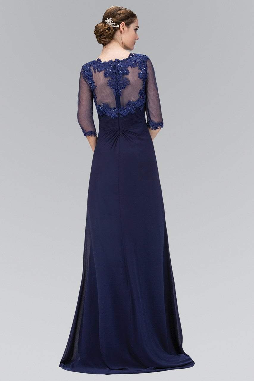Elizabeth K - GL1424 Sheer Sleeves and Back Chiffon A-line Gown Special Occasion Dress