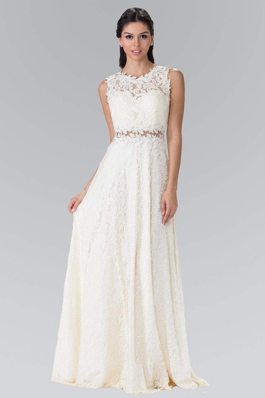 Elizabeth K - GL1460 Sleeveless Beaded Lace Long Dress Bridesmaid Dresses XS / Ivory