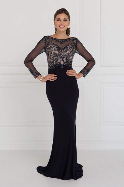 Elizabeth K - GL1506 Sheer Long Sleeves Sequined Evening Dress Special Occasion Dress