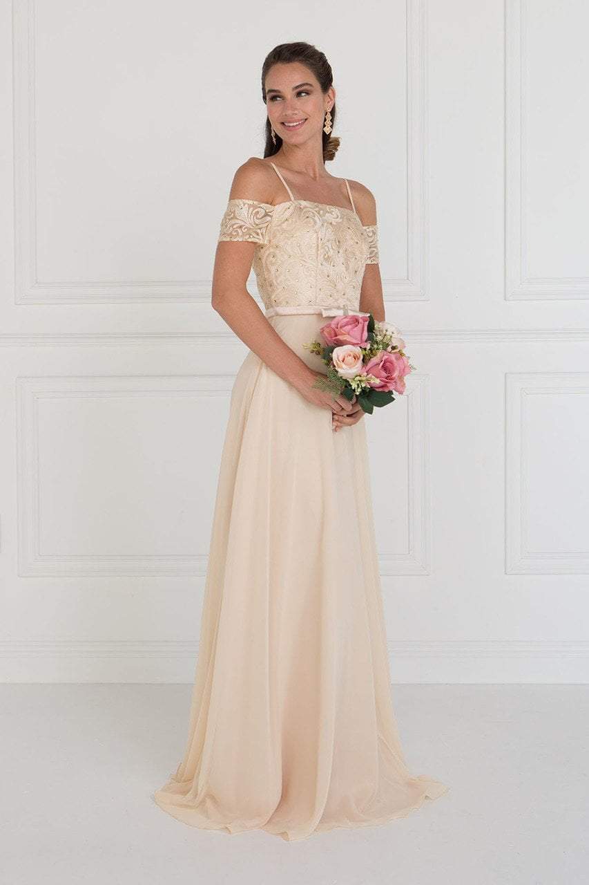 Elizabeth K - GL1521 Off Shoulder Lace Bodice Chiffon A-Line Gown Special Occasion Dress