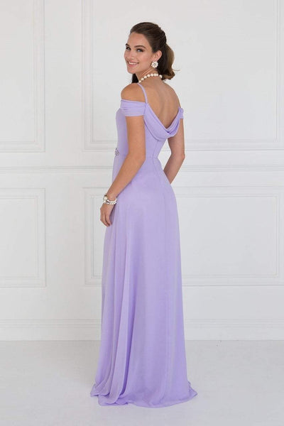 Elizabeth K - GL1522 Draped Cowl Back A-Line Chiffon Gown Bridesmaid Dresses