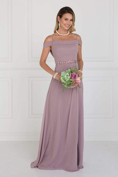 Elizabeth K - GL1522 Draped Cowl Back A-Line Chiffon Gown Bridesmaid Dresses XS / Mauve