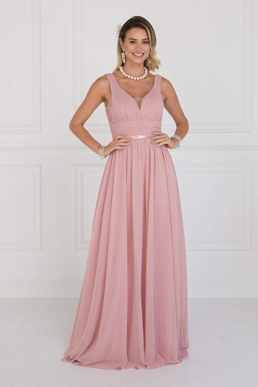 Elizabeth K - GL1525 Ruched Deep Sweetheart Chiffon A-Line Gown Special Occasion Dress XS / D/Rose