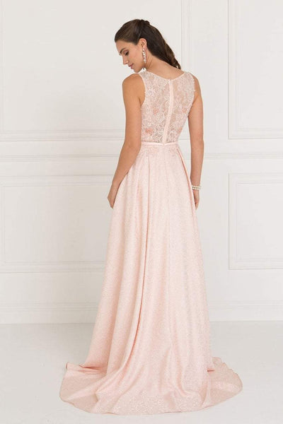 Elizabeth K - GL1545 Jacquard Illusion Appliqued A-Line Gown Special Occasion Dress