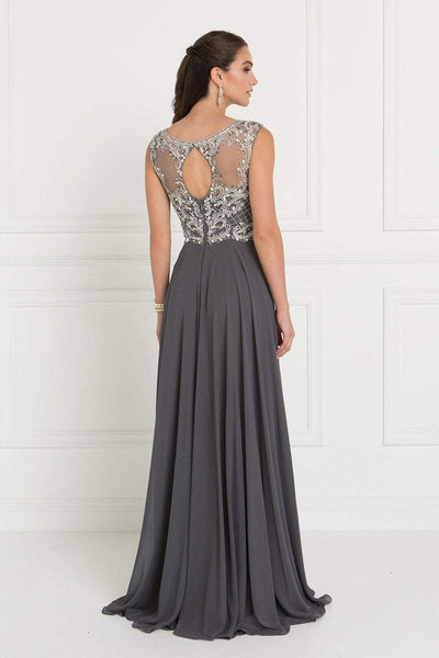 Elizabeth K - GL1565 Jeweled Illusion Bateau Chiffon A-line Gown Formal Gowns