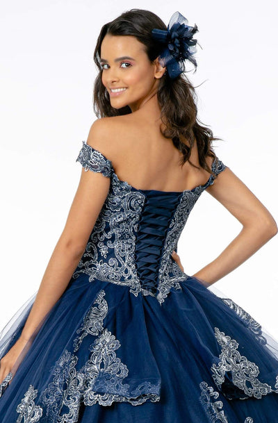 Elizabeth K - GL1819 Glitter Lace Appliqued Off Shoulder Ballgown Quinceanera Dresses