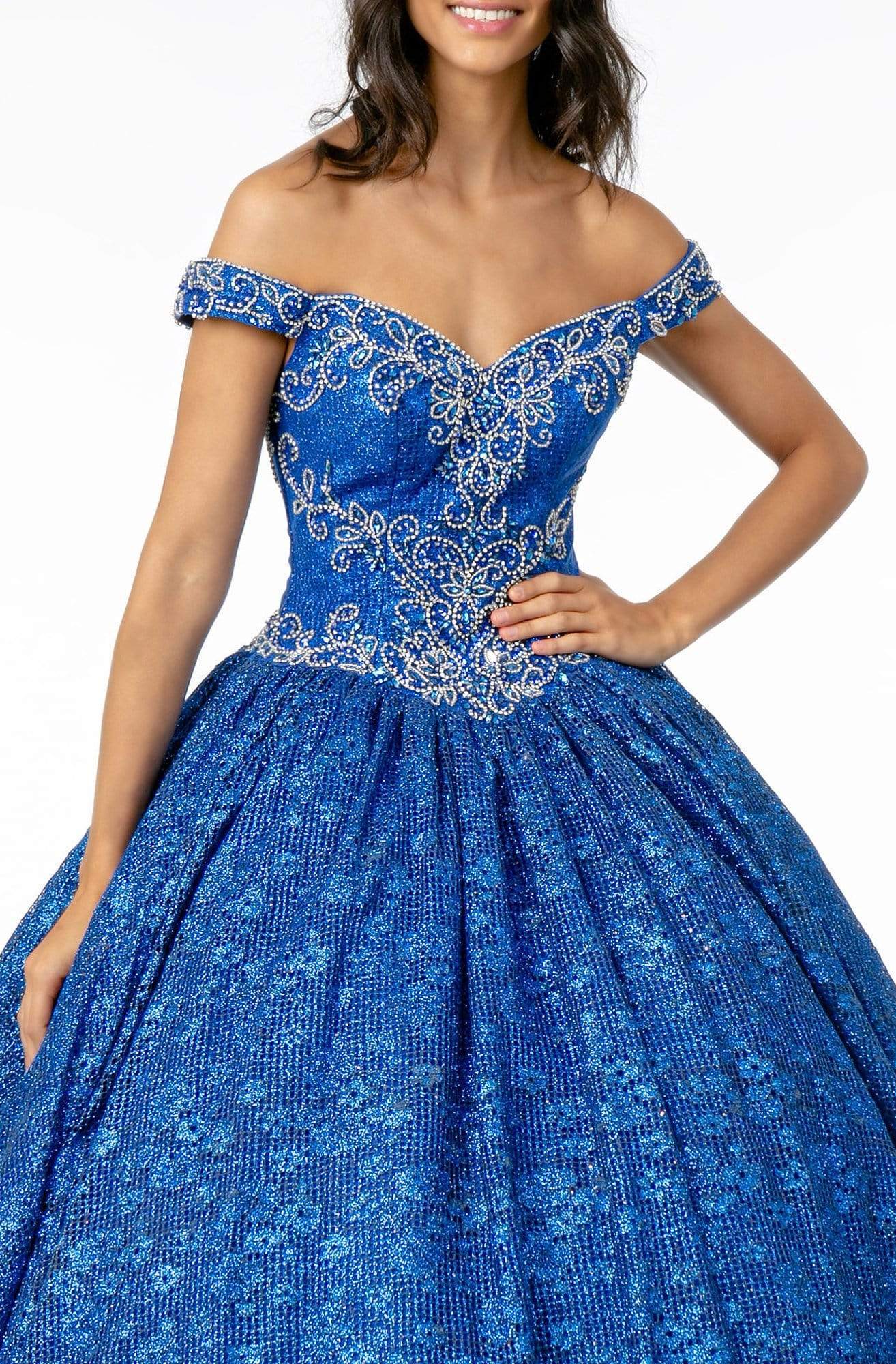 Elizabeth K - GL1821 Crystal Beaded Glitter Netting Quinceanera Dress Quinceanera Dresses