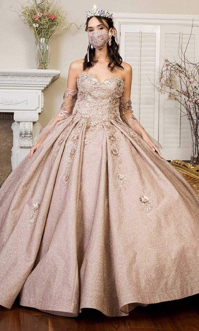 Elizabeth K - GL1912 Embroidered Ballgown With Sheer Bell Sleeves Quinceanera Dresses