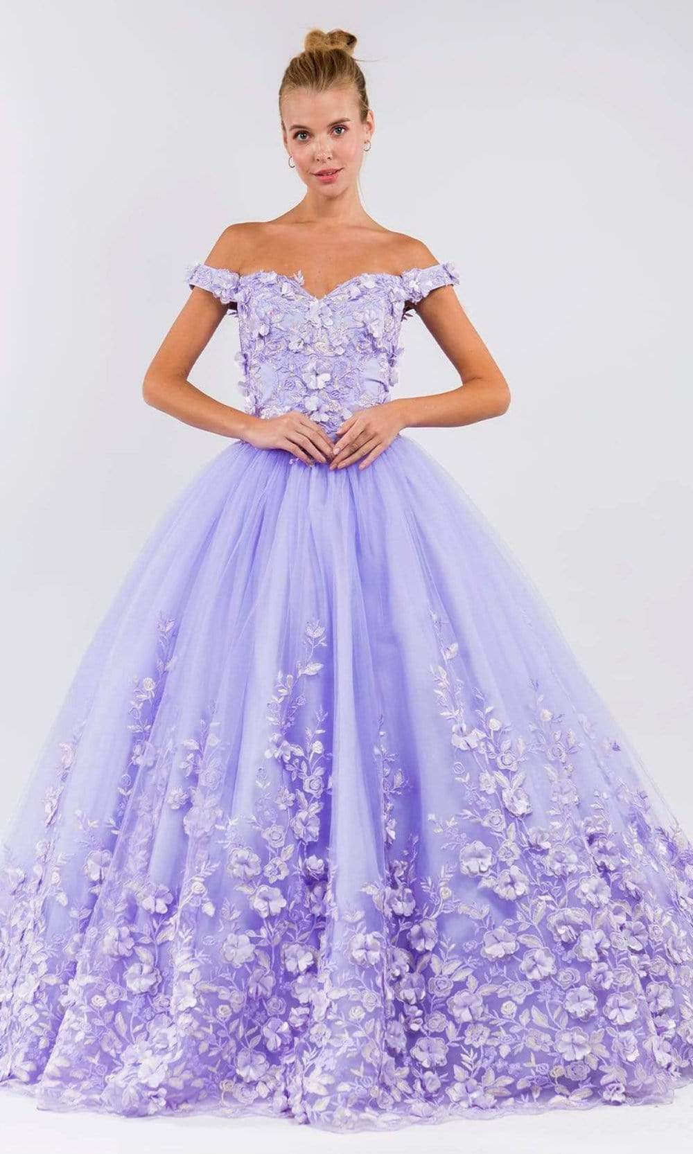 Elizabeth K - GL1960 Floral Ombre Ballgown Special Occasion Dresses XS / Lilac