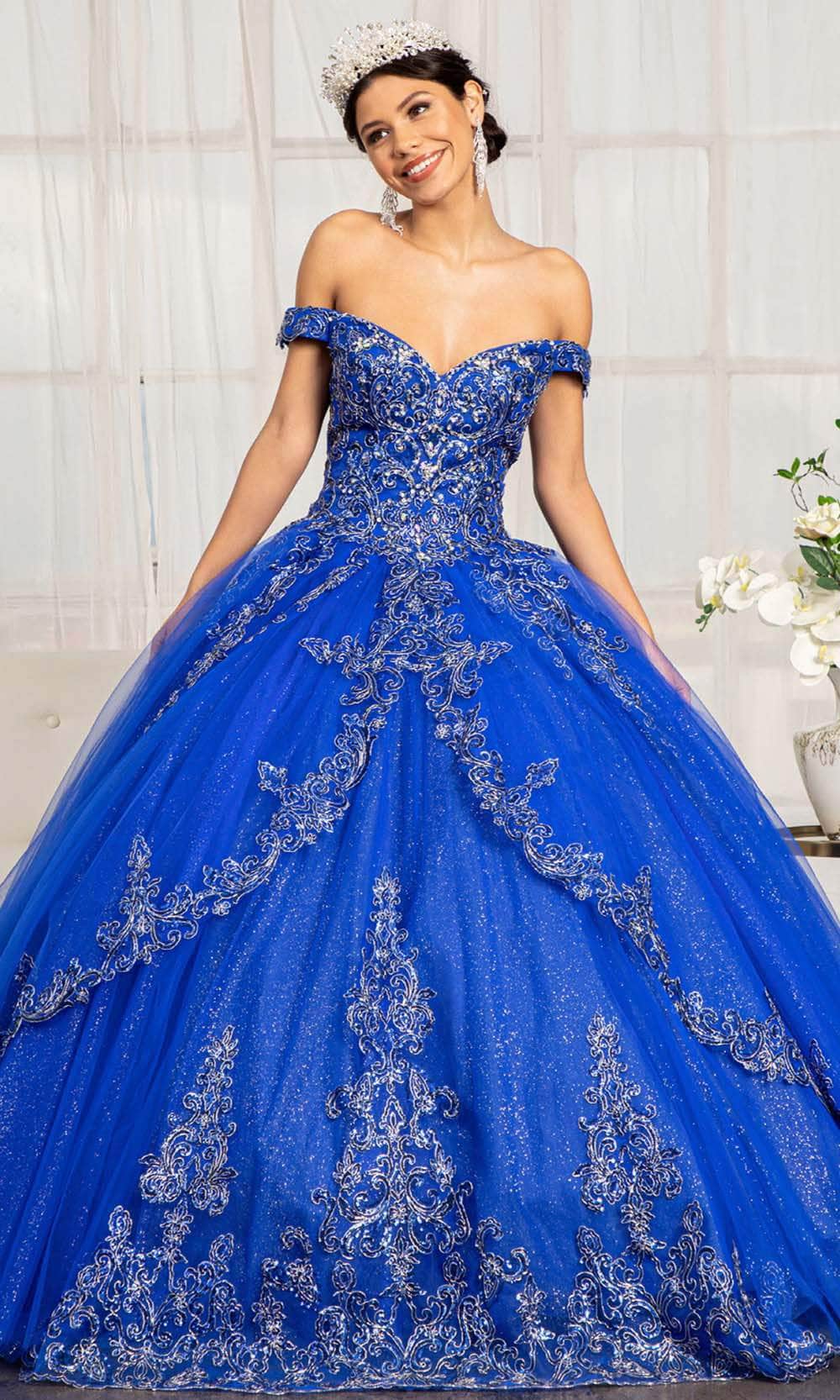 Elizabeth K GL1972 - Off-shoulder Sweetheart Neck Ball Gown Ball Gowns XS / Royal Blue