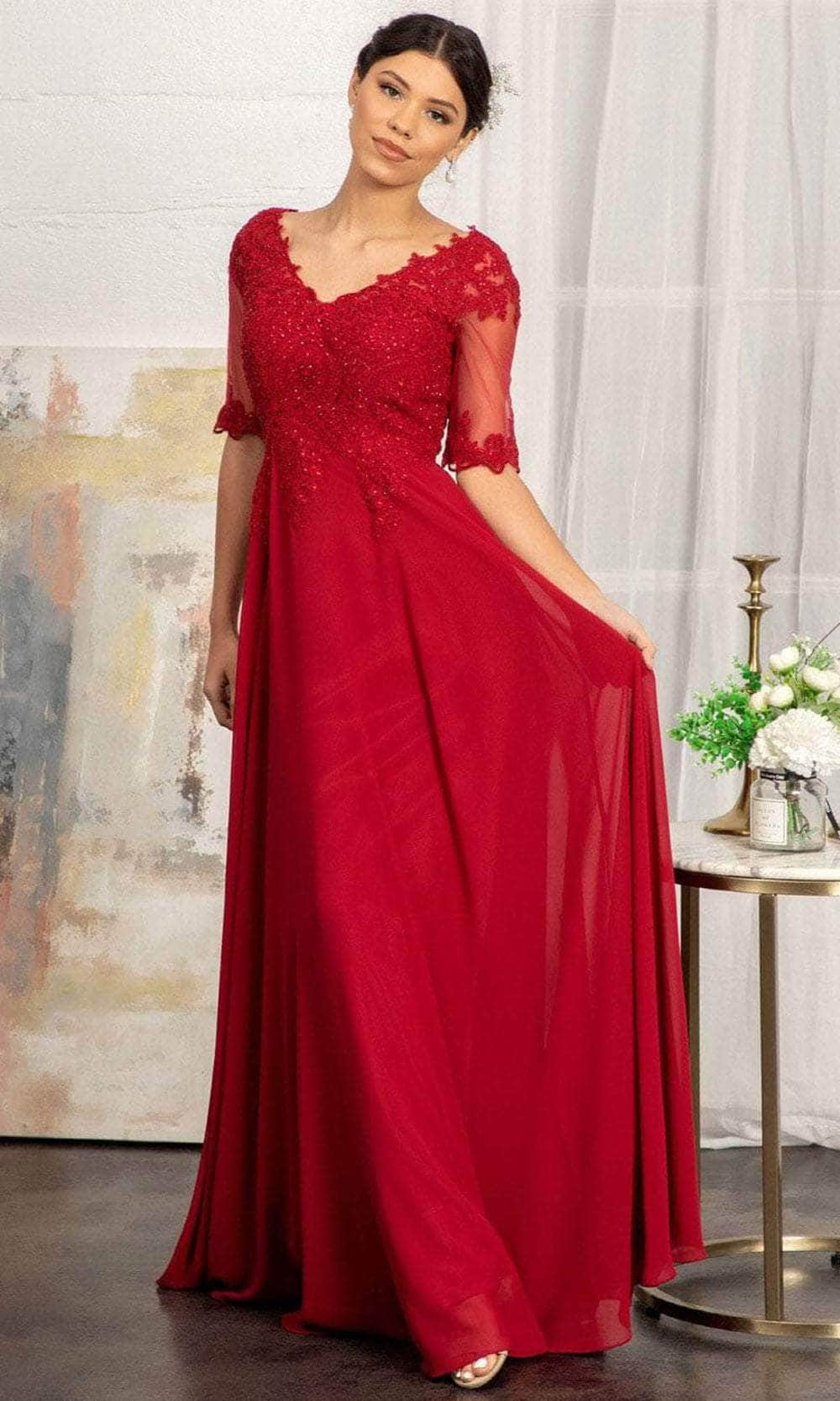 Elizabeth K GL1982 - Quarter Sleeve A-Line Evening Dress Mother of the Bride Dresses