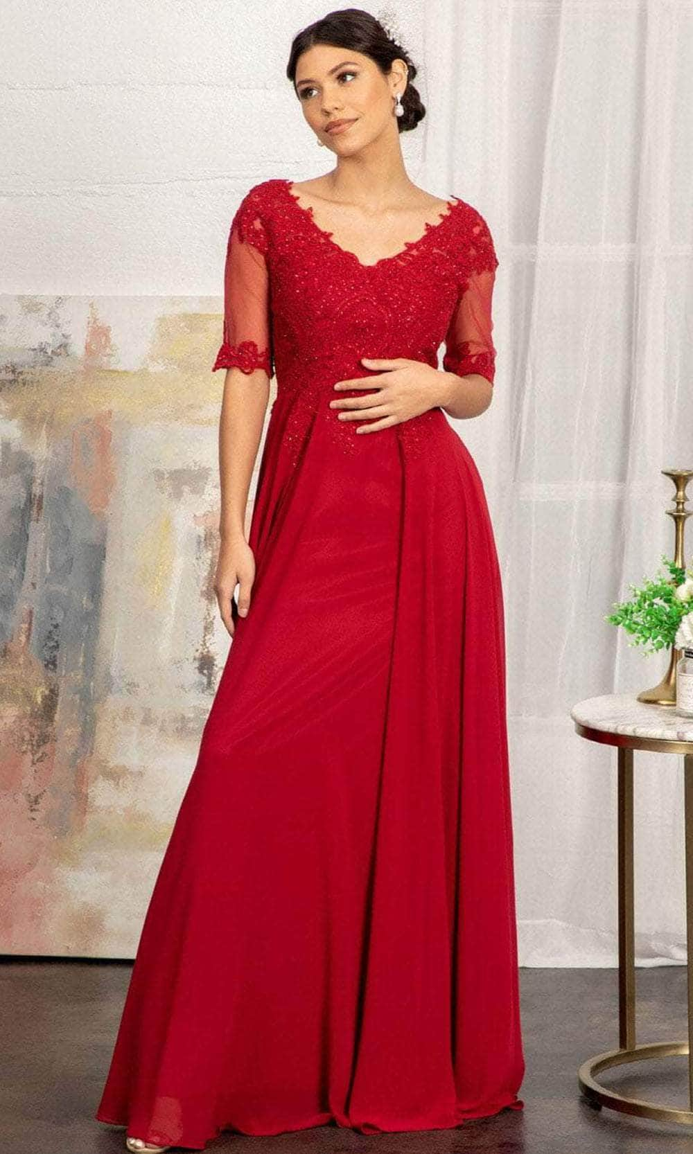 Elizabeth K GL1982 - Quarter Sleeve A-Line Evening Dress Mother of the Bride Dresses