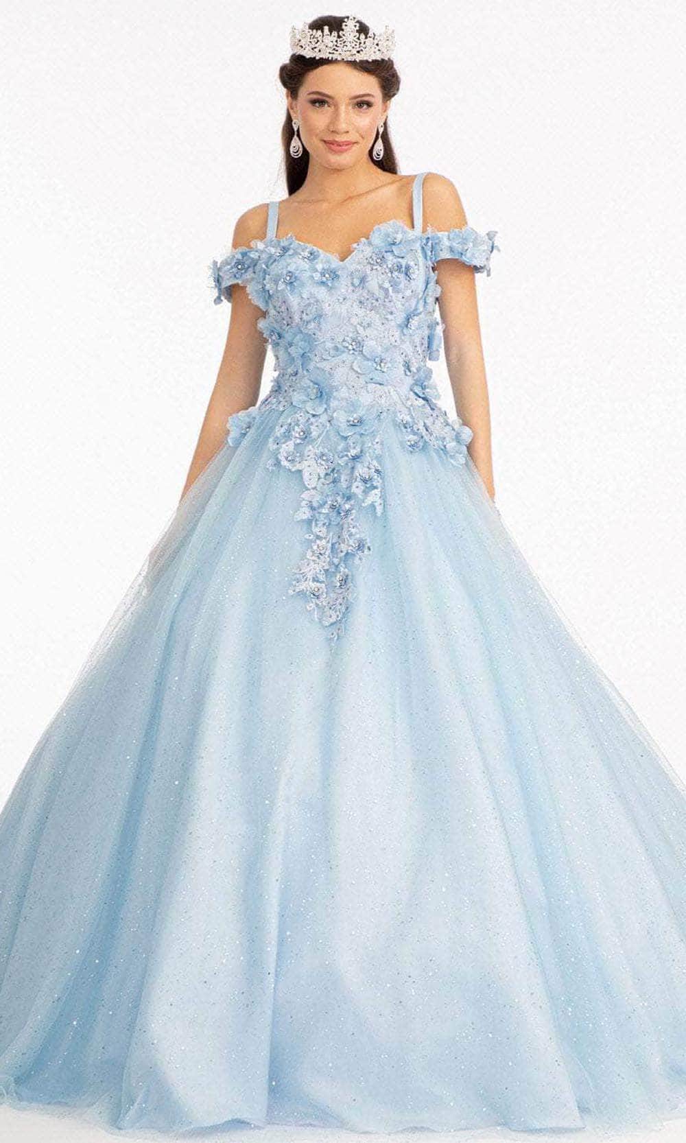 Elizabeth K GL1988 - Sweetheart Floral Prom Ballgown Special Occasion Dress XS / Baby Blue