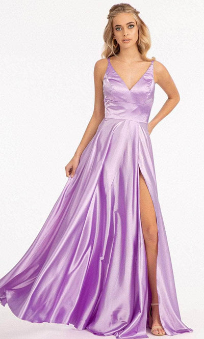 Elizabeth K GL1991 - Strappy High Slit Satin Prom Dress Special Occasion Dress XS / Lilac