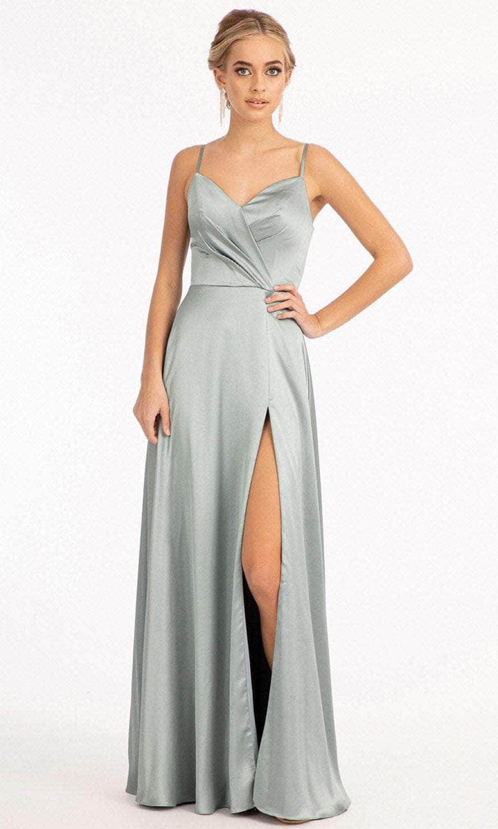 Elizabeth K GL1993 - Spaghetti Strap V-Neck Prom Dress with Slit Special Occasion Dress XS / Sage