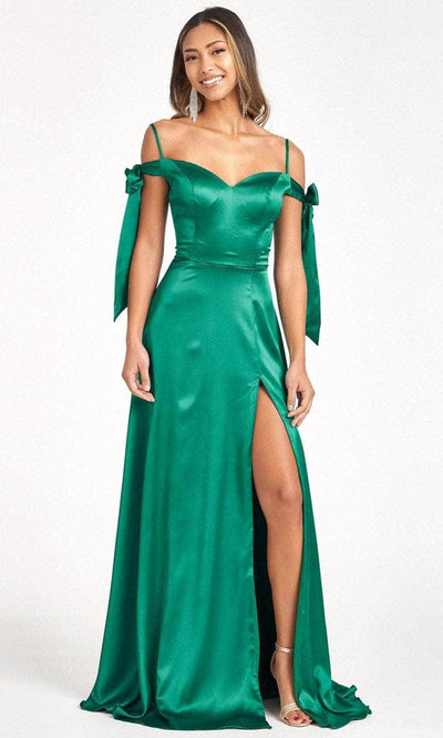 Elizabeth K GL1994 - Tie Strap Satin A-Line Prom Dress Special Occasion Dress XS / Emerald Green