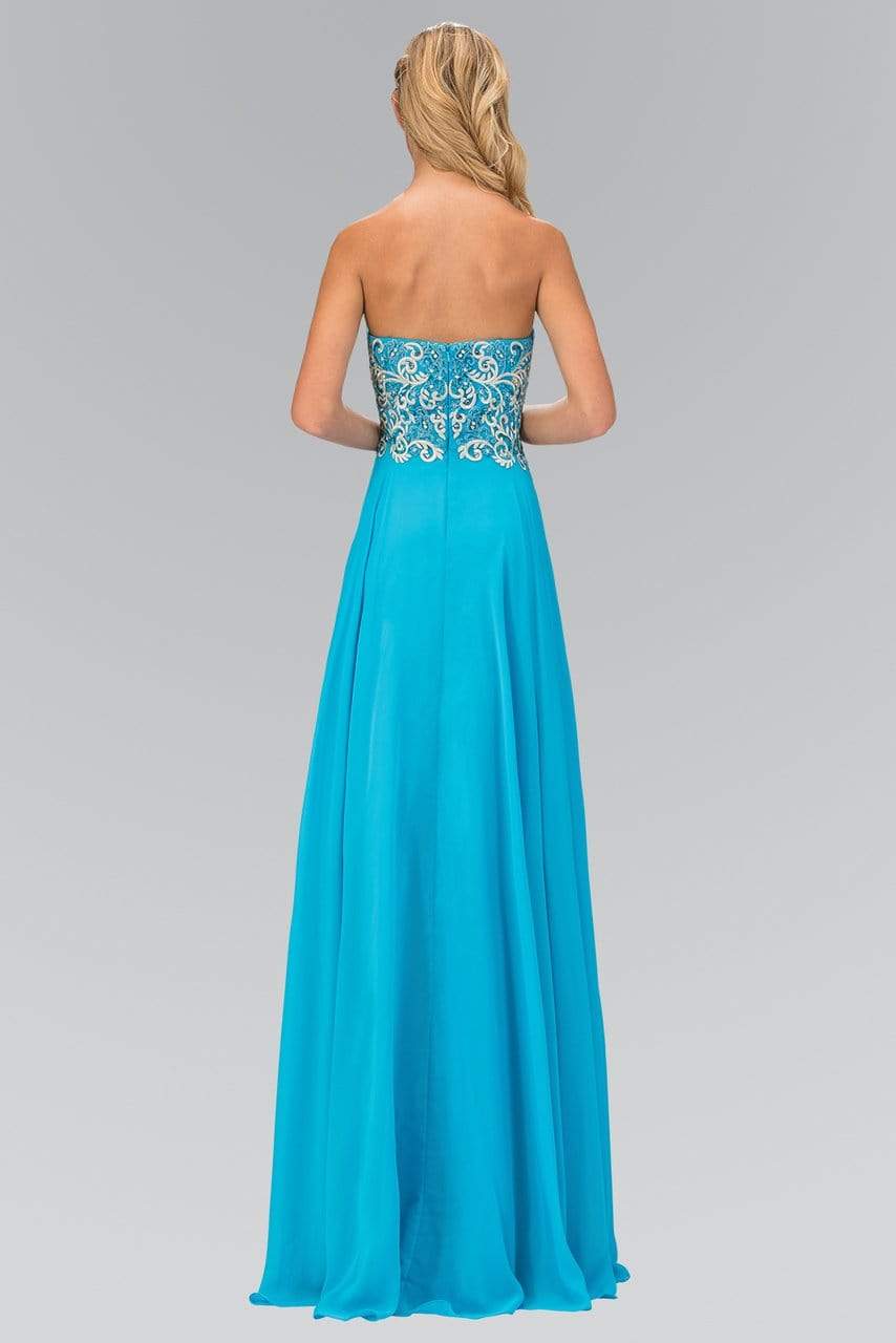 Elizabeth K - GL2018 Strapless Embroidered Chiffon Gown Prom Dresses XS / Aqua