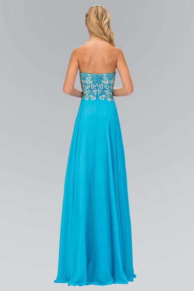 Elizabeth K - GL2018 Strapless Embroidered Chiffon Gown Prom Dresses XS / Aqua