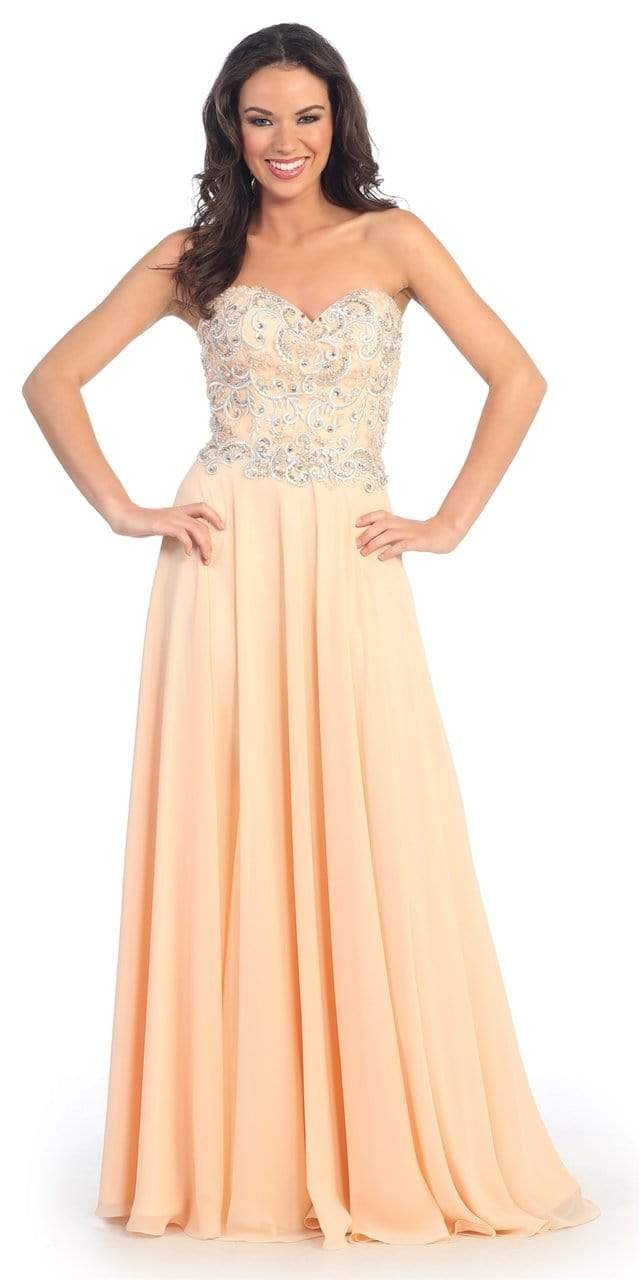 Elizabeth K - GL2018 Strapless Embroidered Chiffon Gown Prom Dresses XS / Peach