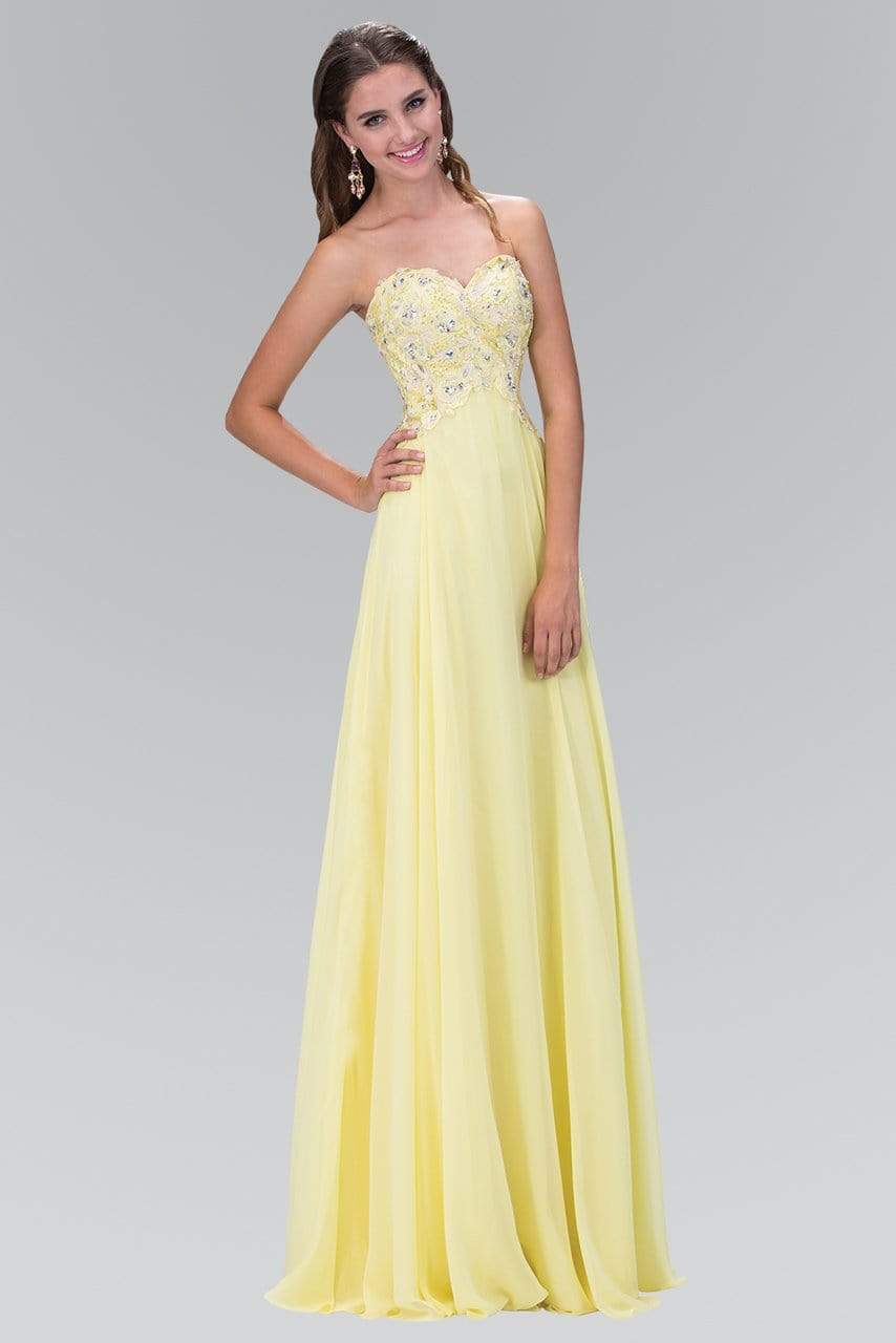 Elizabeth K - GL2049 Strapless Applique Chiffon Gown Bridesmaid Dresses XS / Yellow