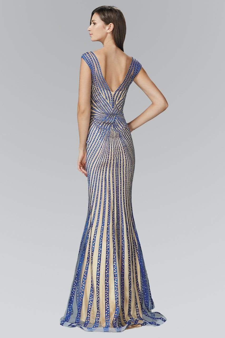 Elizabeth K - GL2053 Radial Beaded Mesh Sheath Gown Special Occasion Dress