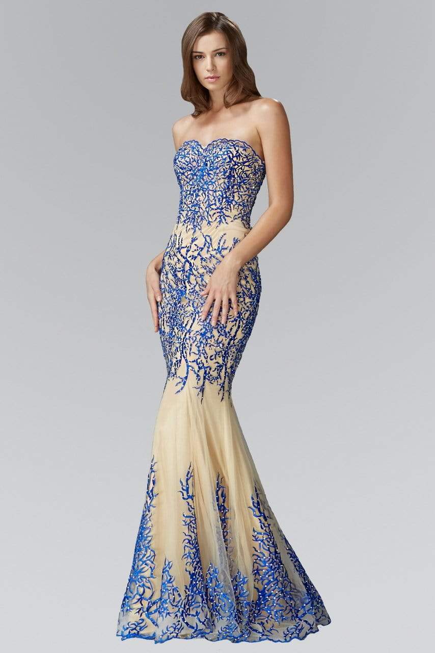 Elizabeth K - GL2055 Laced Sweetheart Mesh Gown Special Occasion Dress XS / Royal Blue