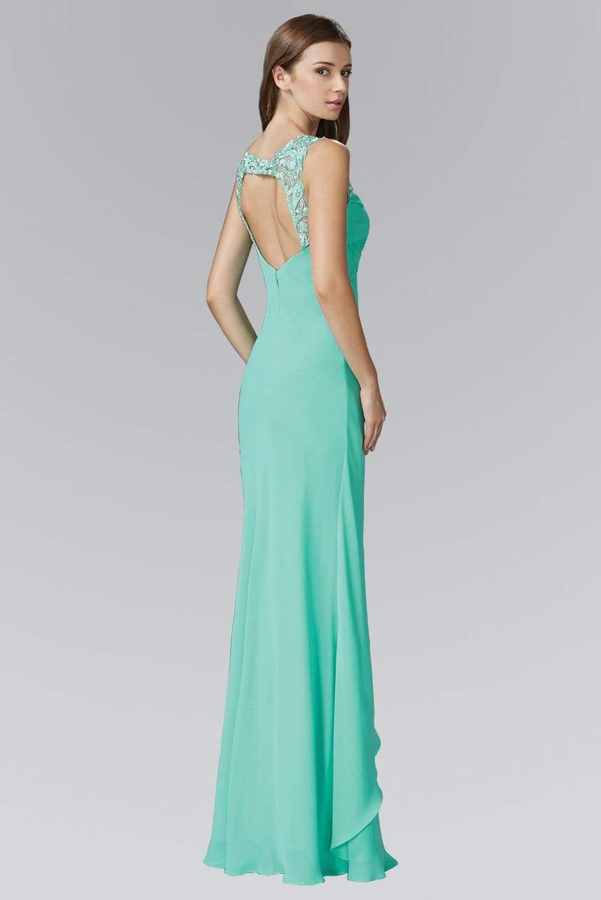 Elizabeth K - GL2061 Beaded Illusion Scoop Neck Chiffon Dress Bridesmaid Dresses