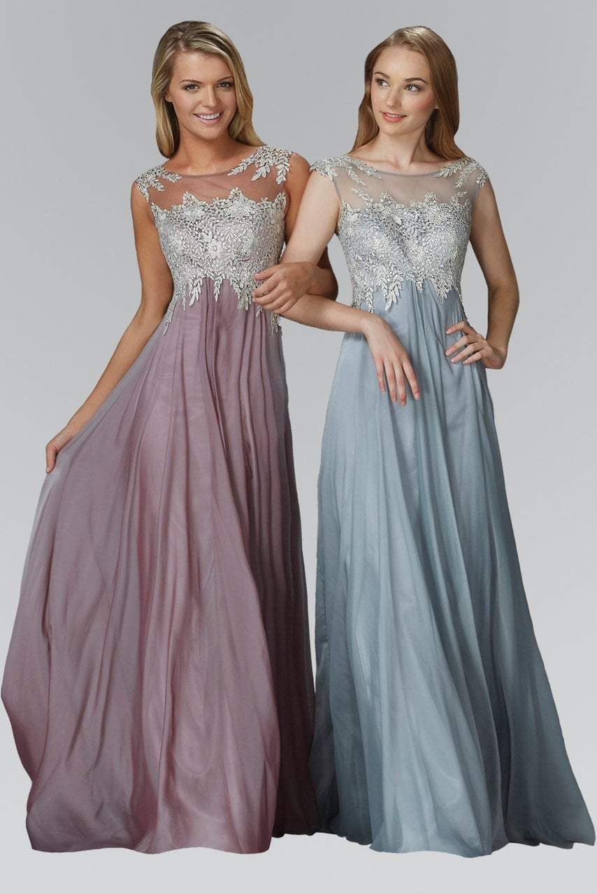 Elizabeth K - GL2098 Embellished Bateau Neck A-Line Dress Special Occasion Dress XS / Mauve