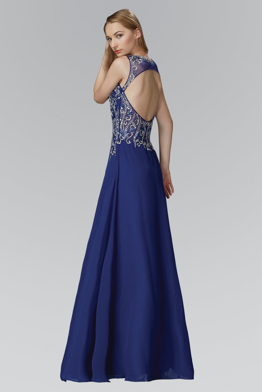 Elizabeth K - GL2118 Embellished Illusion High Neck A-Line Gown Special Occasion Dress XS / Royal Blue