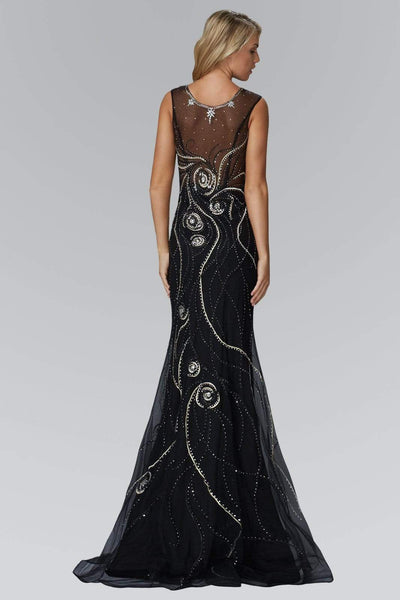 Elizabeth K - GL2149 Illusion Jewel Swirl Motif Embroidered Gown Special Occasion Dress