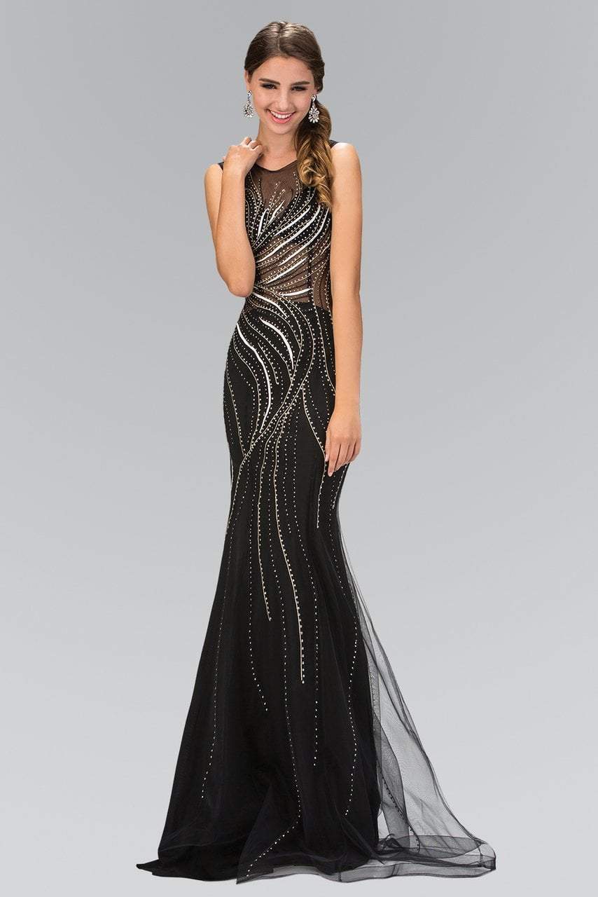 Elizabeth K - GL2150 Embellished Jewel Neck Trumpet Gown Special Occasion Dress XS / Black