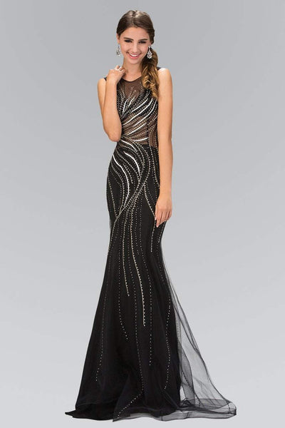 Elizabeth K - GL2150 Embellished Jewel Neck Trumpet Gown Special Occasion Dress XS / Black