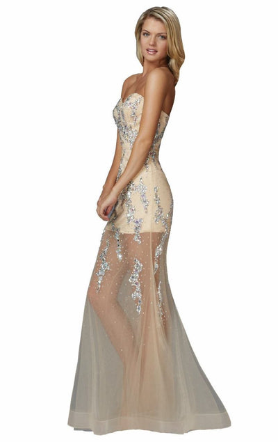 Elizabeth K - GL2152 Embellished Strapless Sweetheart Sheer Gown Special Occasion Dress