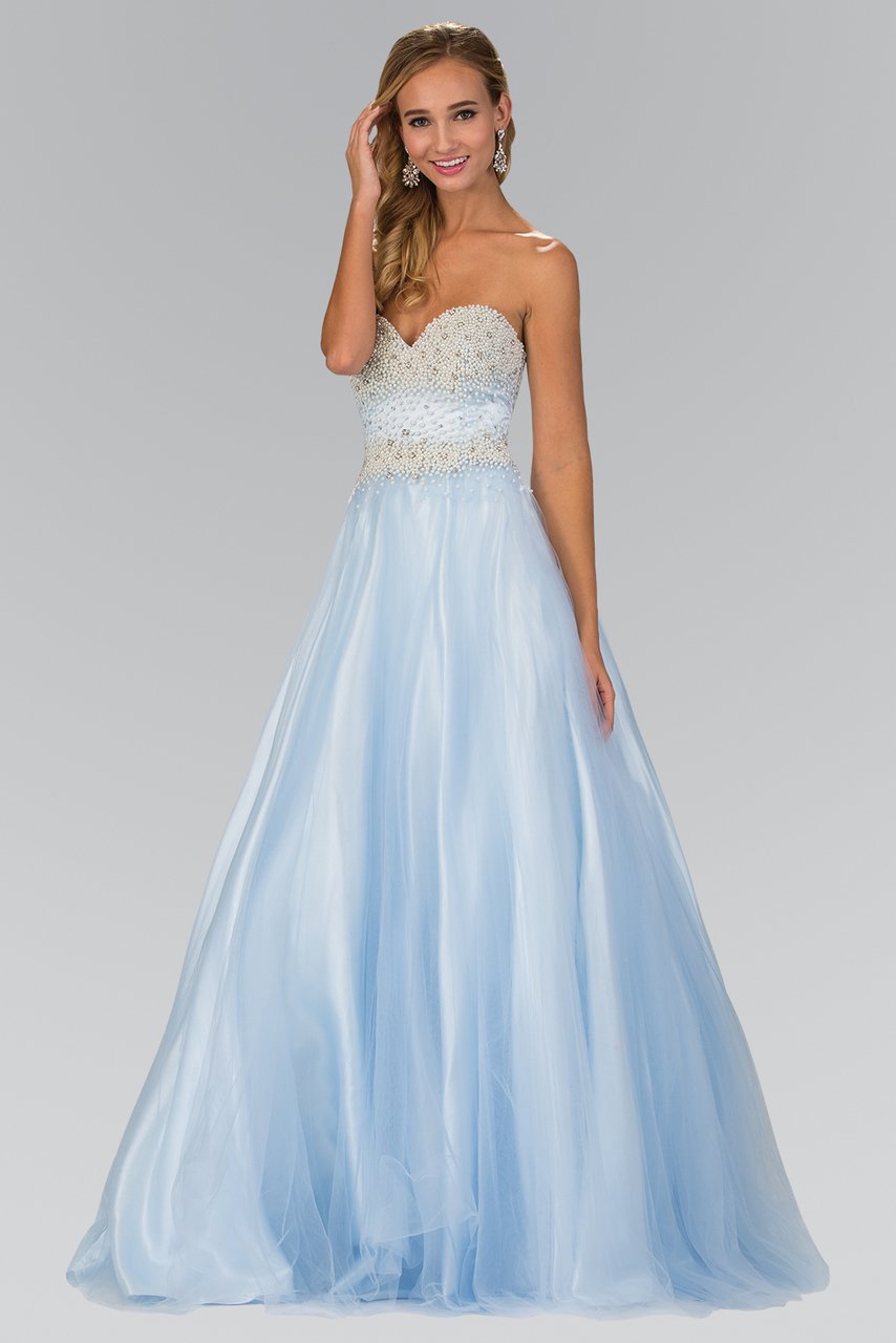 Elizabeth K - GL2155 Beaded Sweetheart A-Line Gown Special Occasion Dress XS / Baby Blue