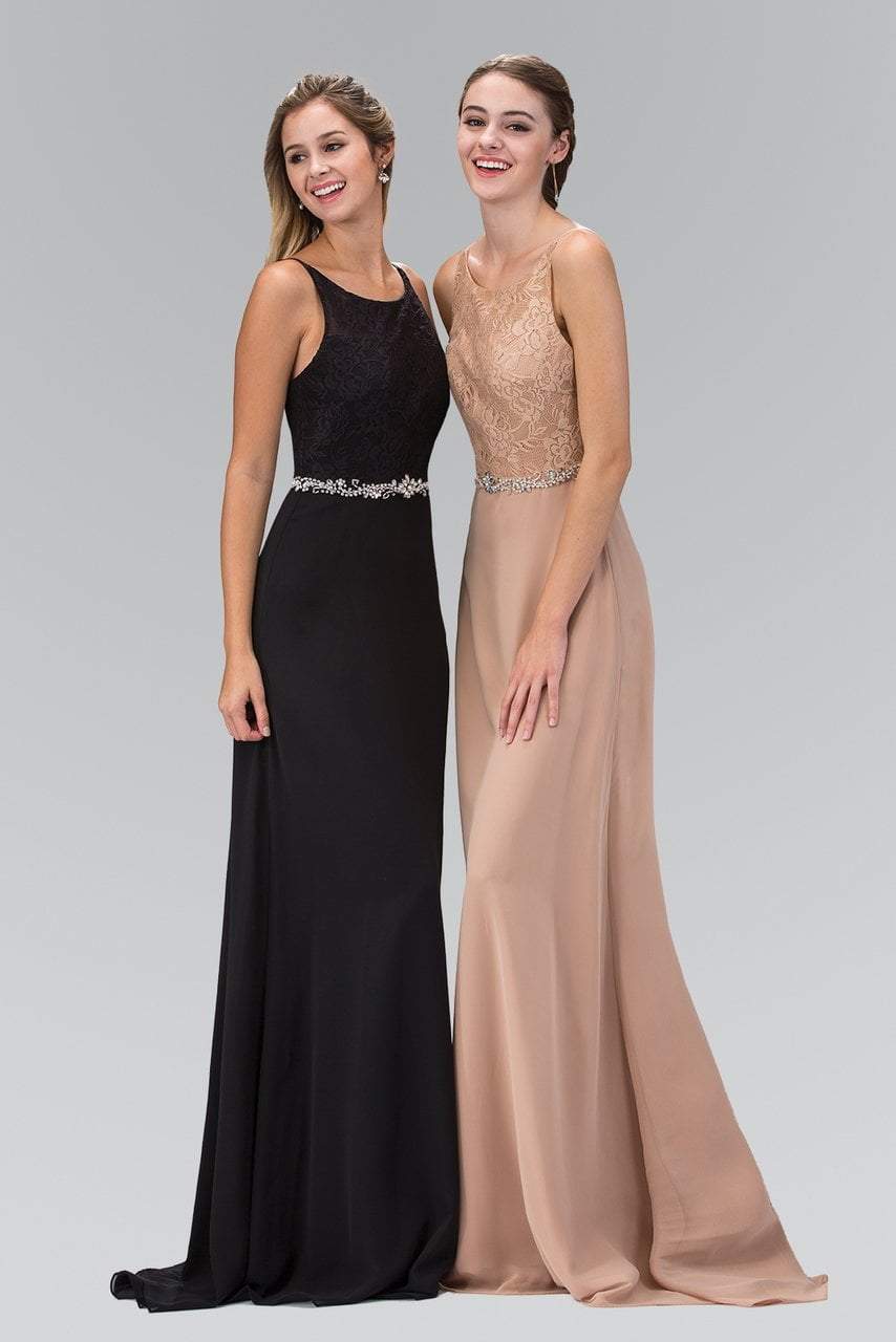 Elizabeth K - GL2163 Lace Embellished Jewel-accented Dress Bridesmaid Dresses XS / Black