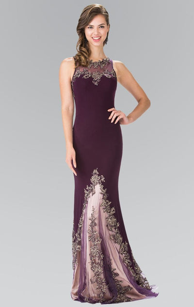 Elizabeth K - GL2204 Embroidered High Neck Gown Special Occasion Dress XS / Eggplant