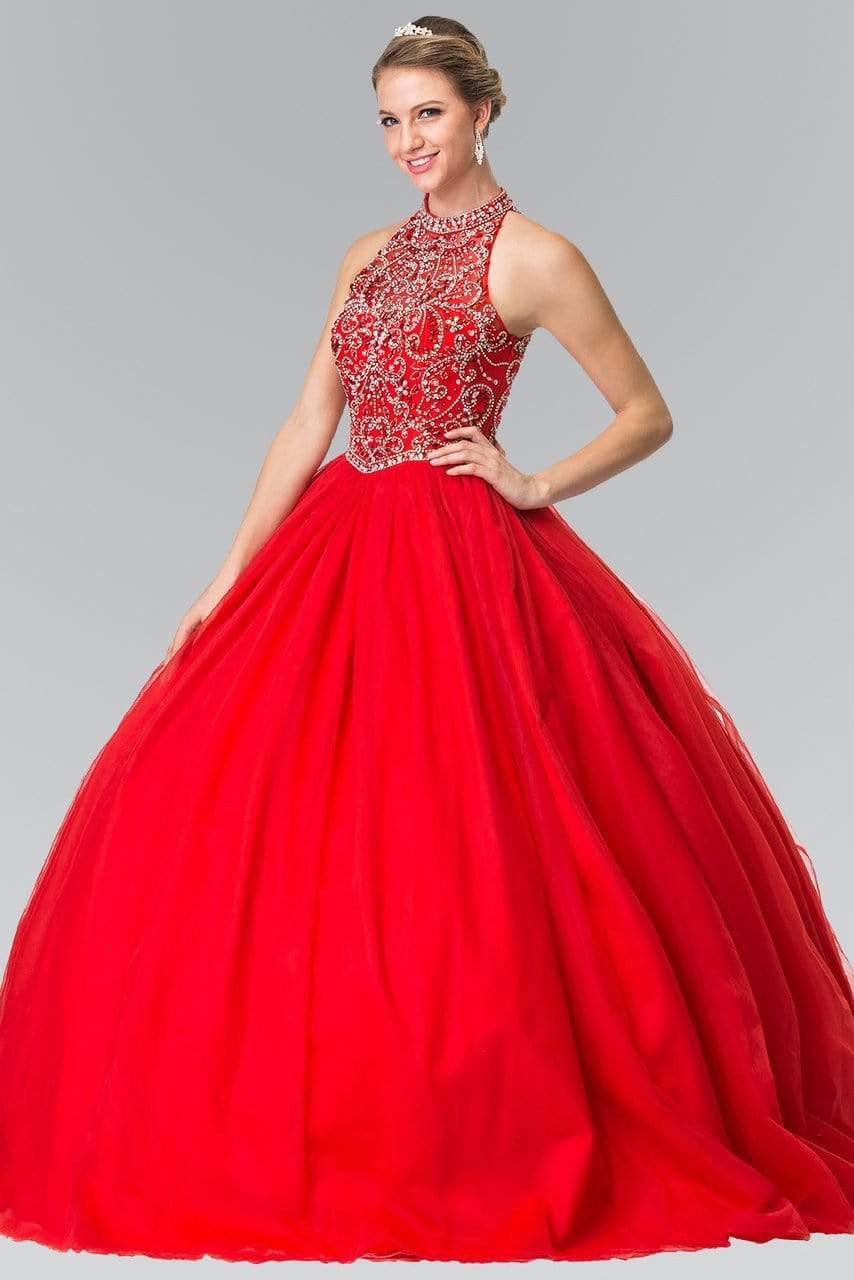 Elizabeth K - GL2206 High Illusion Ornate Ballgown Quinceanera Dresses XS / Red