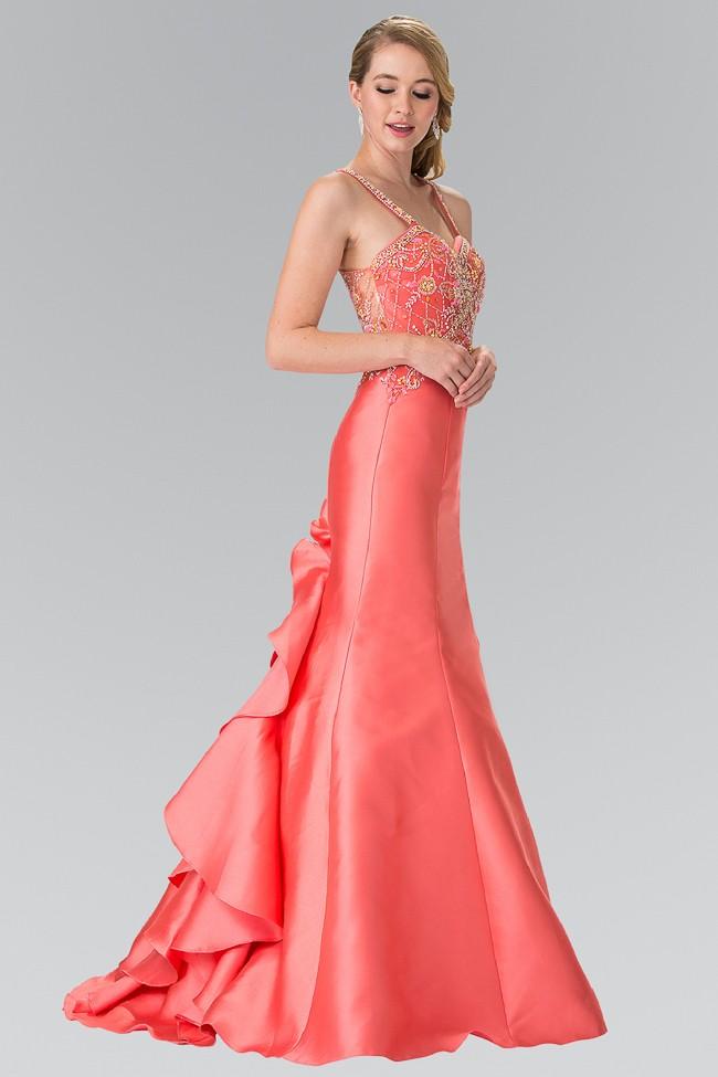 Elizabeth K - GL2214 Beaded Sweetheart Trumpet Gown Special Occasion Dress XS / Coral