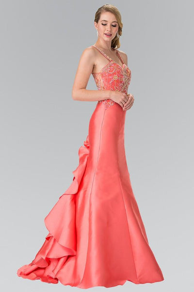 Elizabeth K - GL2214 Beaded Sweetheart Trumpet Gown Special Occasion Dress XS / Coral