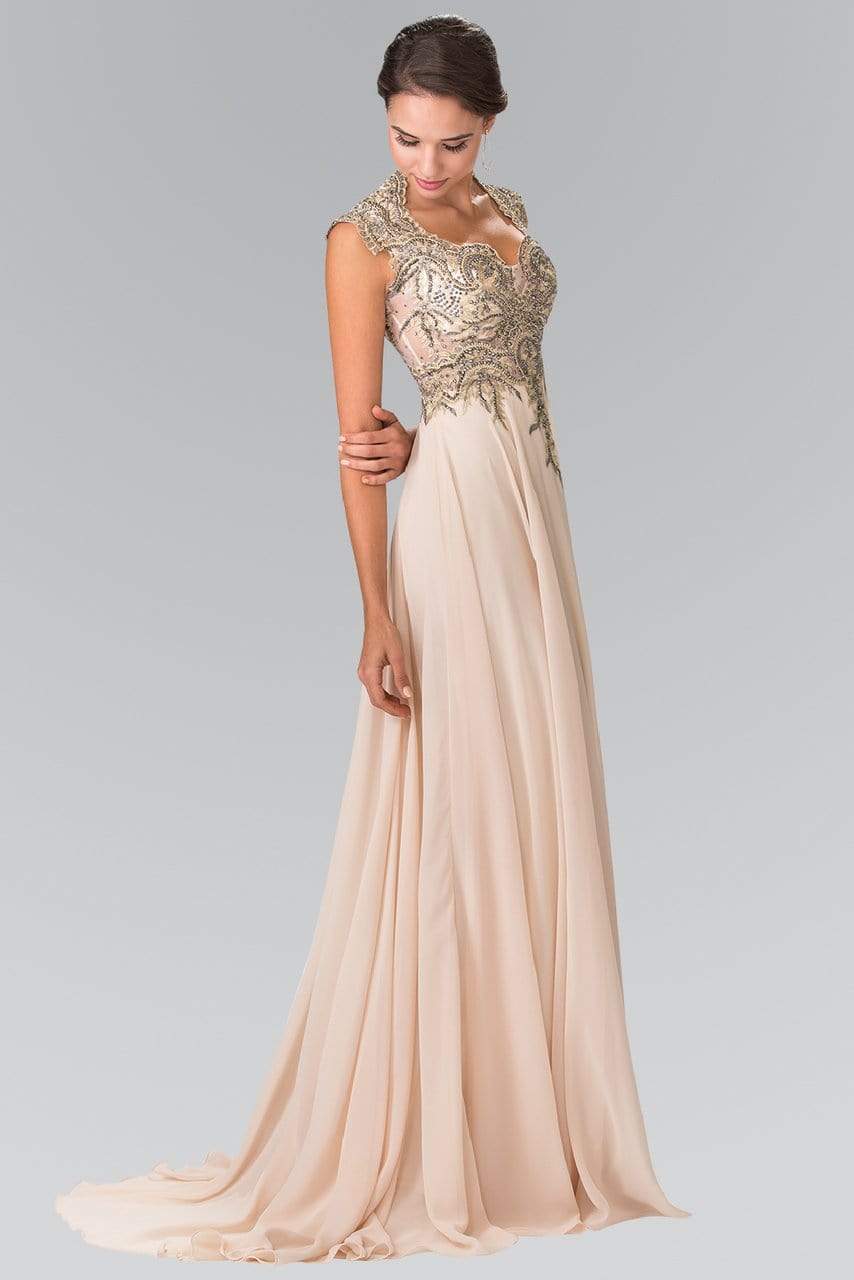 Elizabeth K - GL2229 Gilt Embroidered Bateau A-Line Gown Mother of the Bride Dresses XS / Champagne