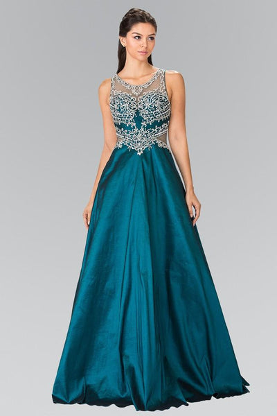 Elizabeth K - GL2253 Sleeveless Beaded Long Gown Special Occasion Dress XS / Teal
