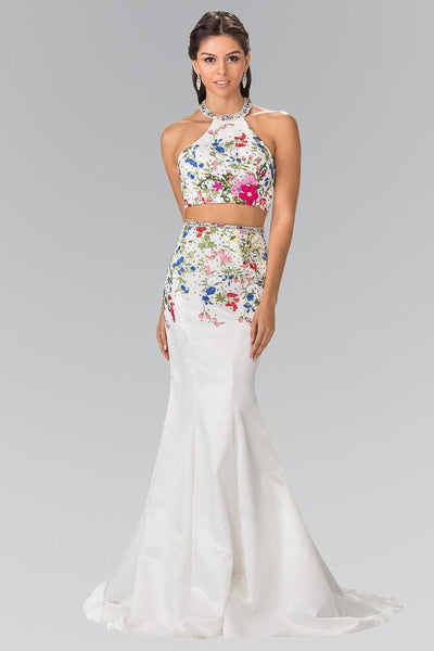 Elizabeth K - GL2260 Two-Piece Halter Mermaid Gown Special Occasion Dress XS / White